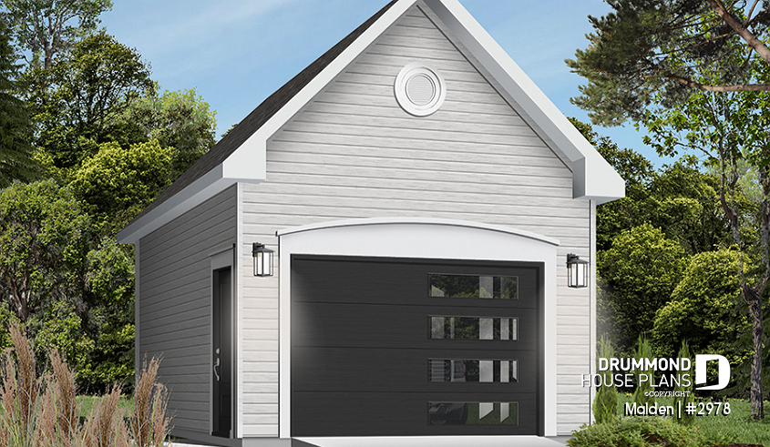 Color version 2 - Front - One-car garage plan. DIY garage plan. PDF and blueprints available. - Malden