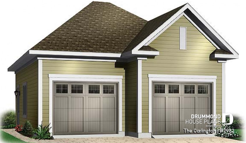 front - BASE MODEL - 2-car garage plan design available in PDF and blueprints - The Carlington
