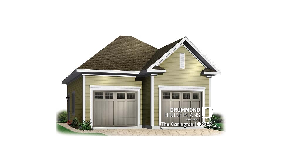 front - BASE MODEL - 2-car garage plan design available in PDF and blueprints - The Carlington