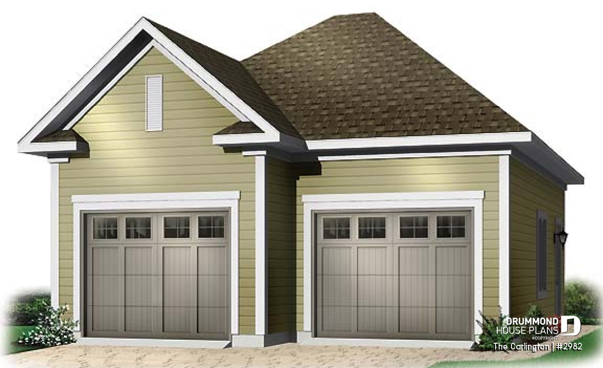front - BASE MODEL - 2-car garage plan design available in PDF and blueprints - The Carlington