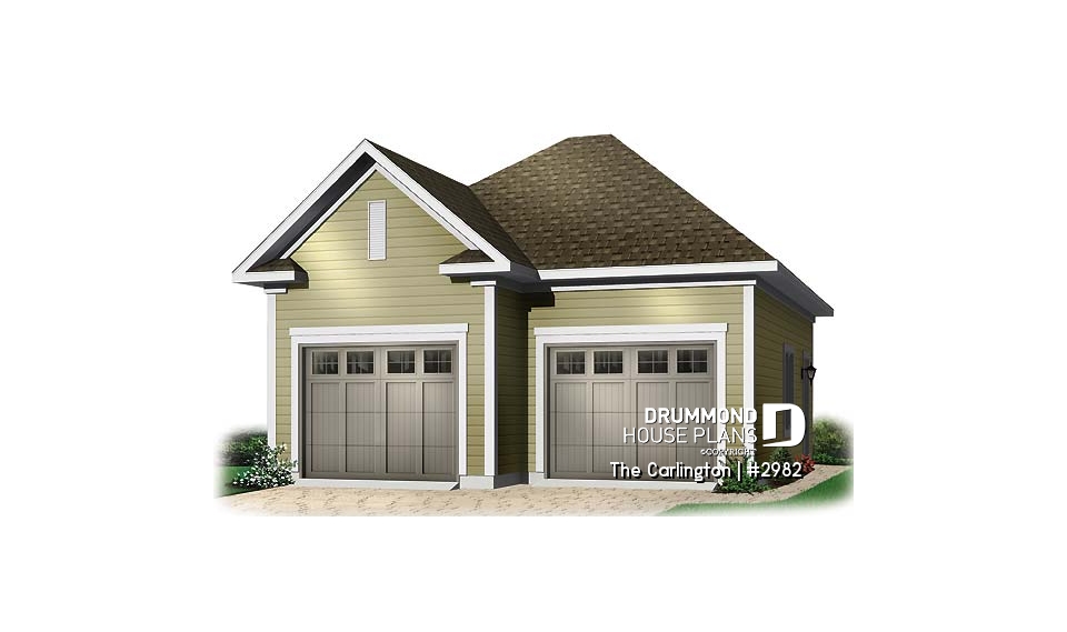 front - BASE MODEL - 2-car garage plan design available in PDF and blueprints - The Carlington