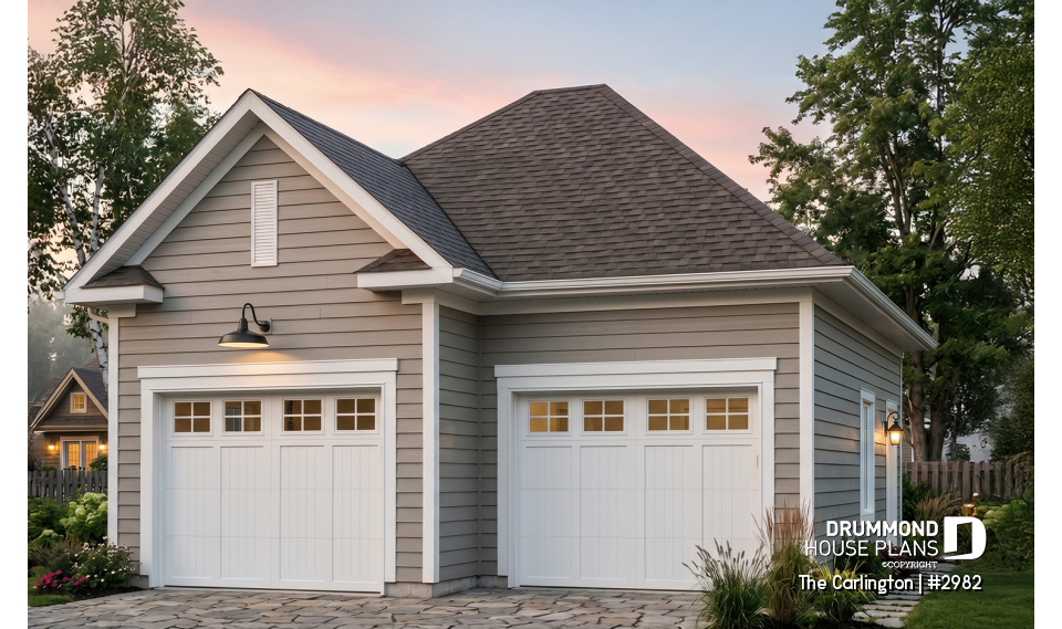 front - BASE MODEL - 2-car garage plan design available in PDF and blueprints - The Carlington