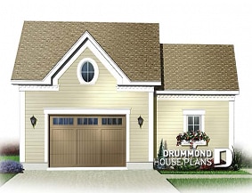 front - BASE MODEL - One car garage plan with storage or gardening area - Potter's Charm