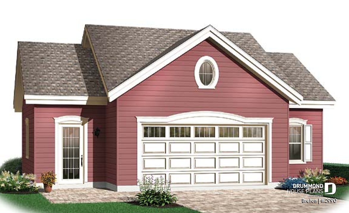 front - BASE MODEL - Spacious 2-car garage plan available in blueprints and PDF - Breton
