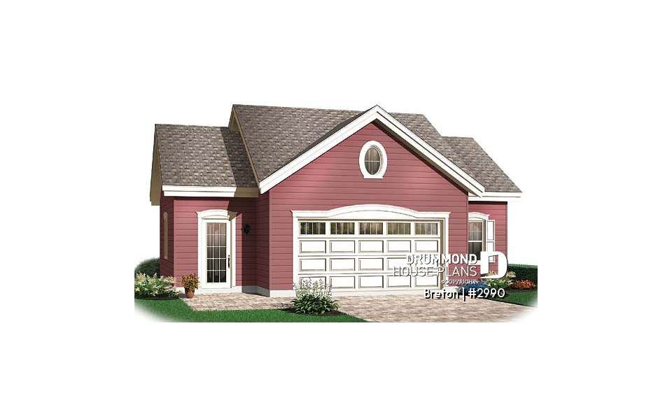 front - BASE MODEL - Spacious 2-car garage plan available in blueprints and PDF - Breton