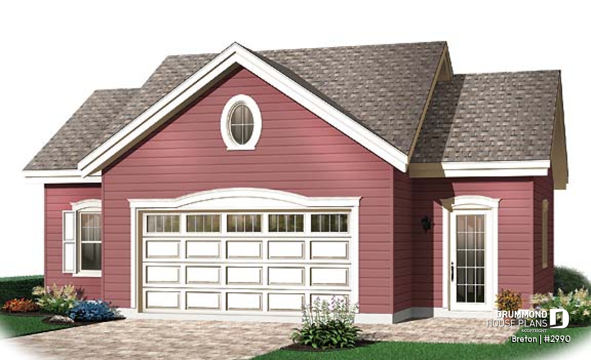 front - BASE MODEL - Spacious 2-car garage plan available in blueprints and PDF - Breton