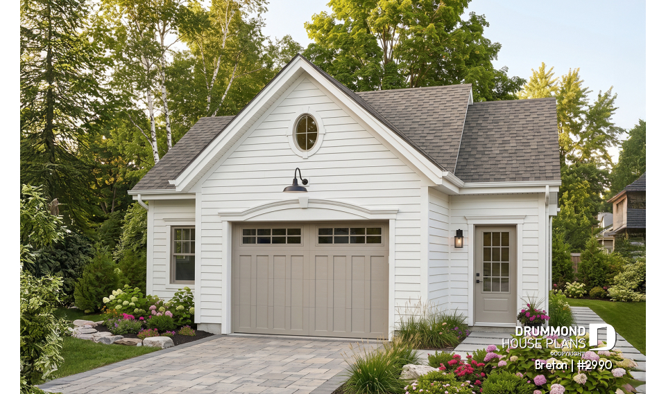 front - BASE MODEL - Spacious 2-car garage plan available in blueprints and PDF - Breton