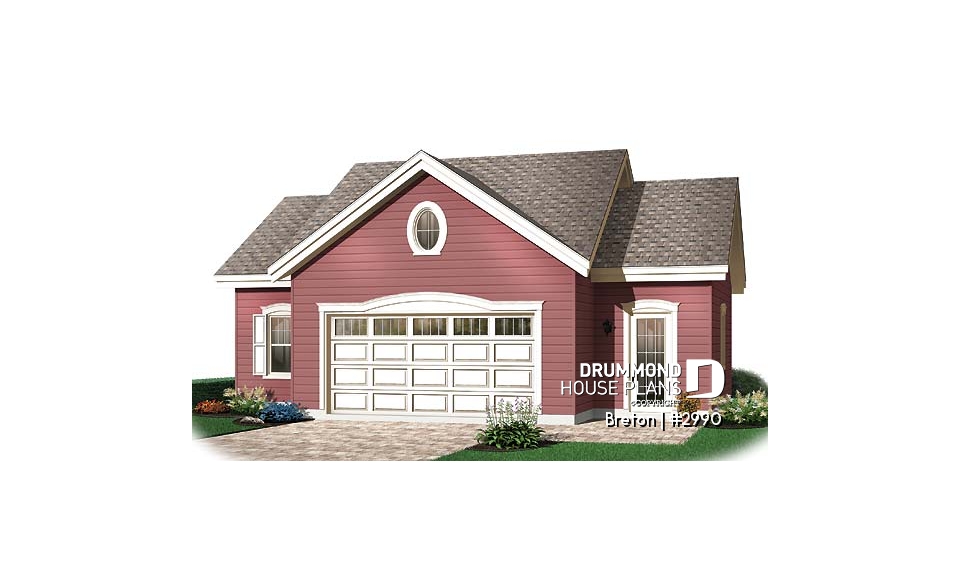 front - BASE MODEL - Spacious 2-car garage plan available in blueprints and PDF - Breton