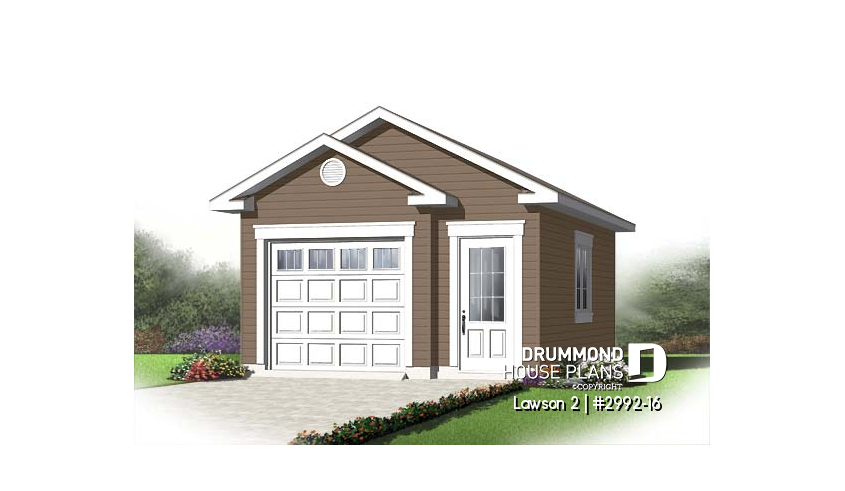front - BASE MODEL - One-car garage plan, perfect style for any kind of houses - Lawson 2
