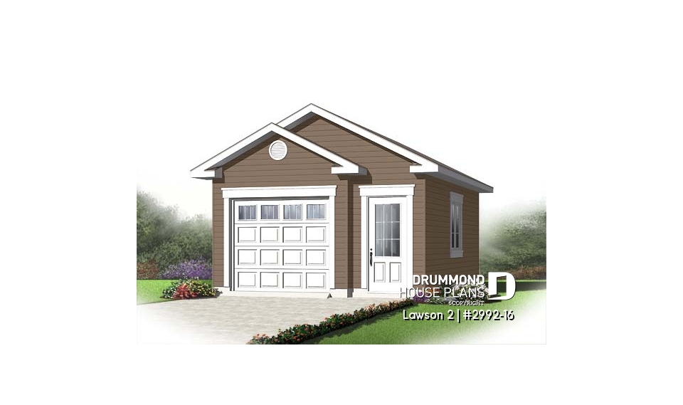 front - BASE MODEL - One-car garage plan, perfect style for any kind of houses - Lawson 2