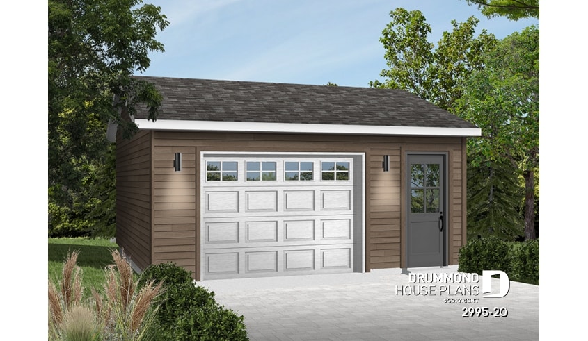 front - BASE MODEL - Simple one-car garage, country style 20' x 24' - Durand 3
