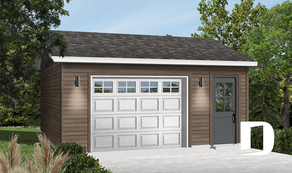 front - BASE MODEL - Simple one-car garage, country style 20' x 24' - Durand 3