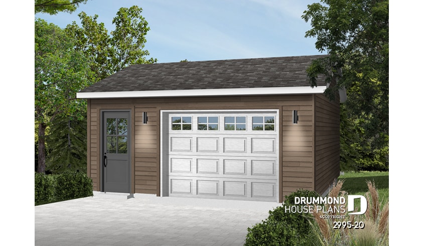front - BASE MODEL - Simple one-car garage, country style 20' x 24' - Durand 3