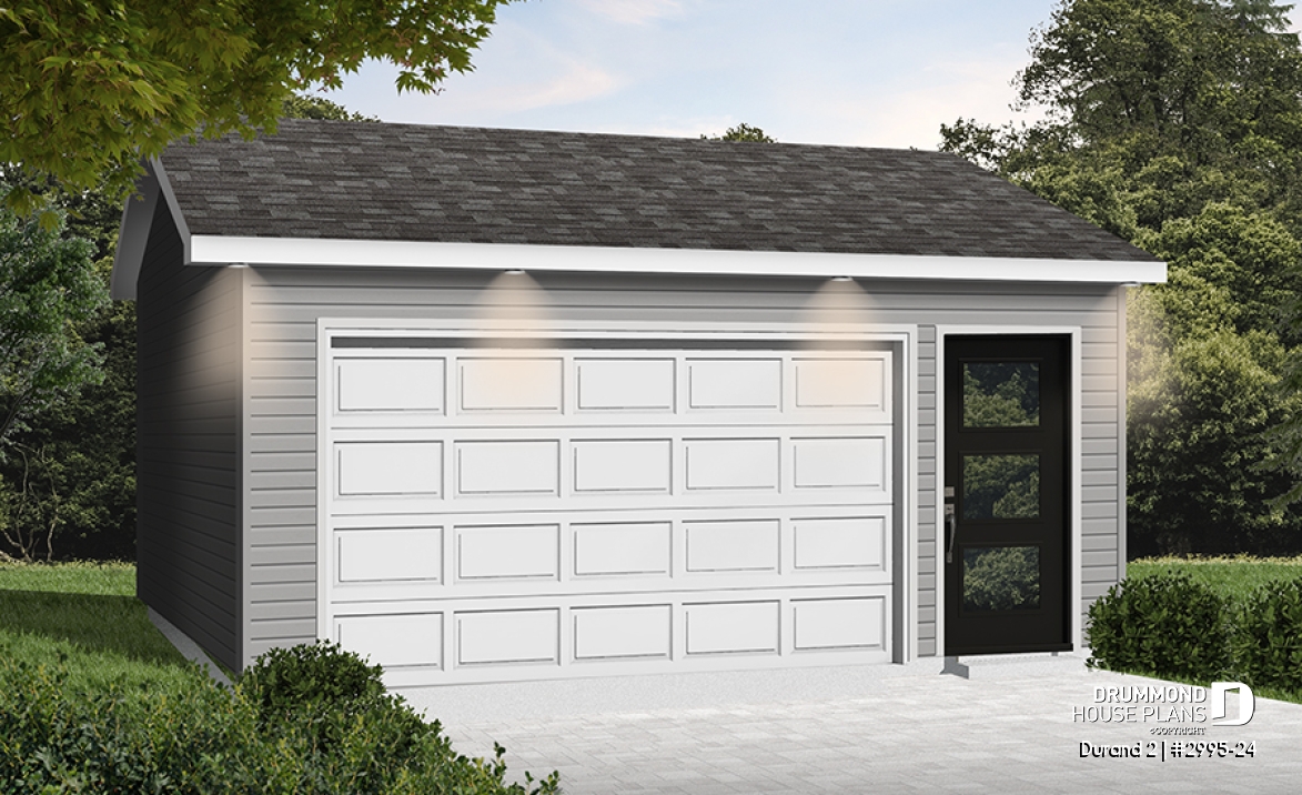 front - BASE MODEL - Simple one-car garage, affordable - Durand 2