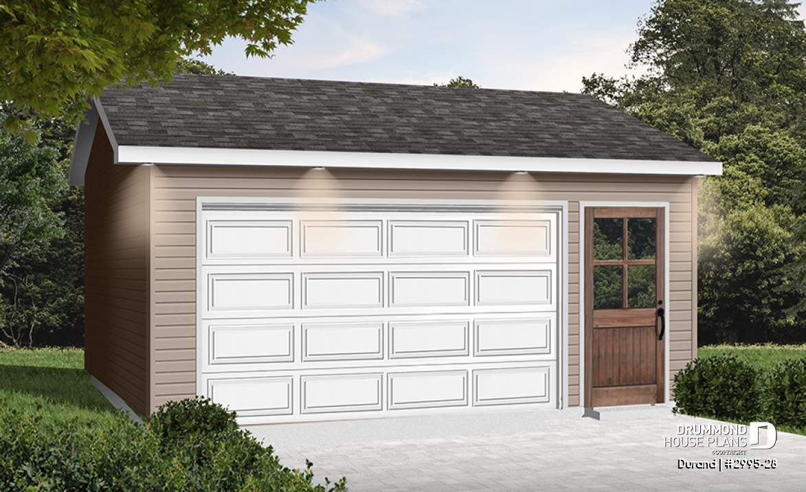front - BASE MODEL - Country style 2-car garage - Durand