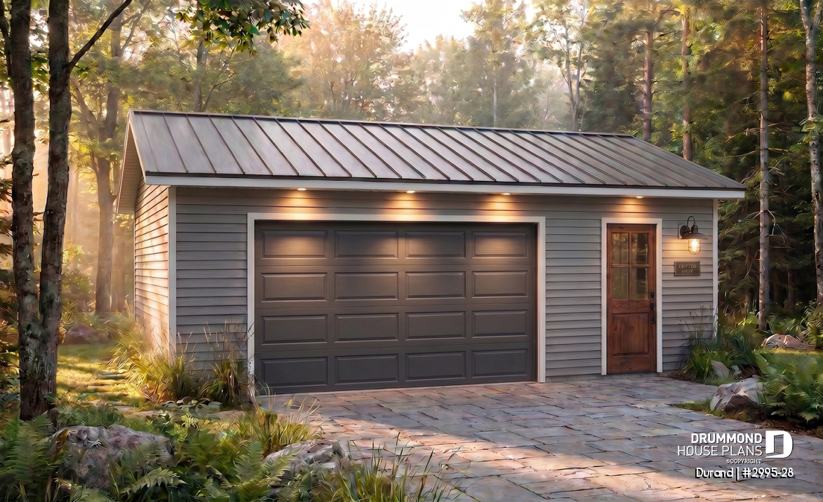 front - BASE MODEL - Country style 2-car garage - Durand