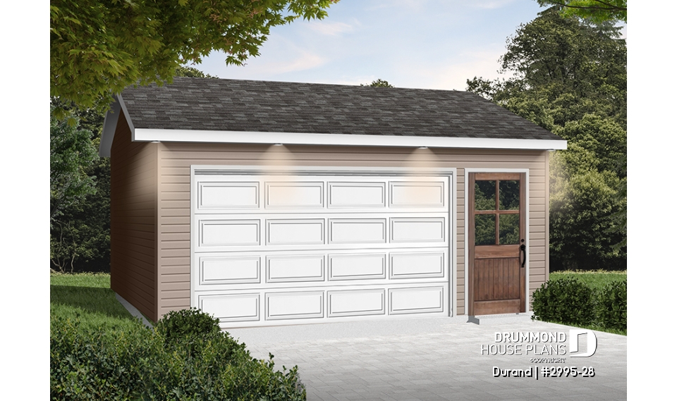 front - BASE MODEL - Country style 2-car garage - Durand