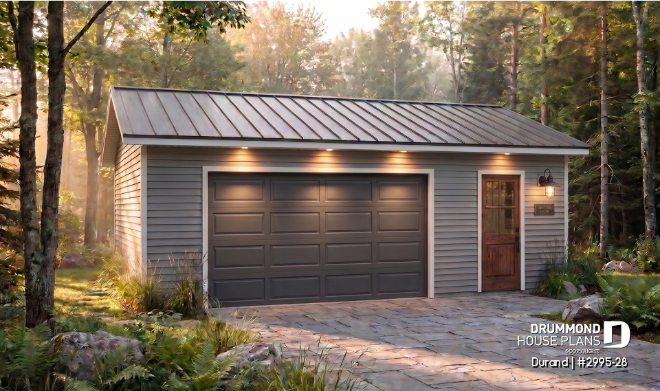front - BASE MODEL - Country style 2-car garage - Durand