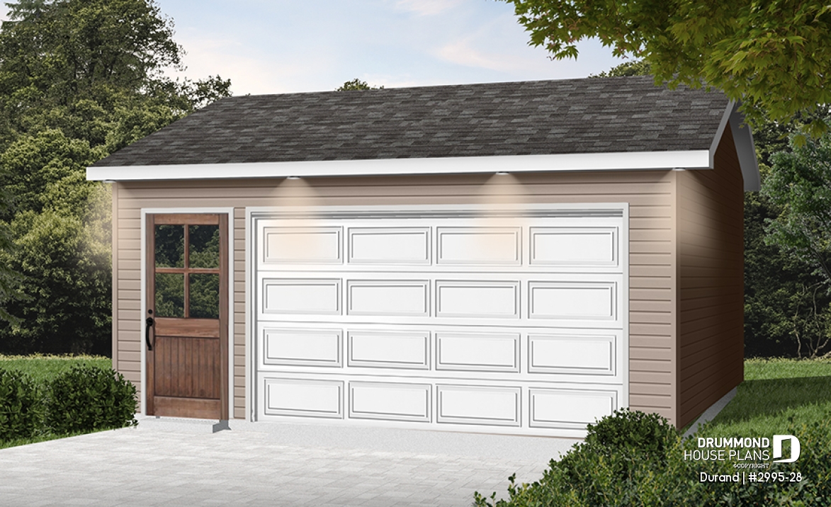front - BASE MODEL - Country style 2-car garage - Durand