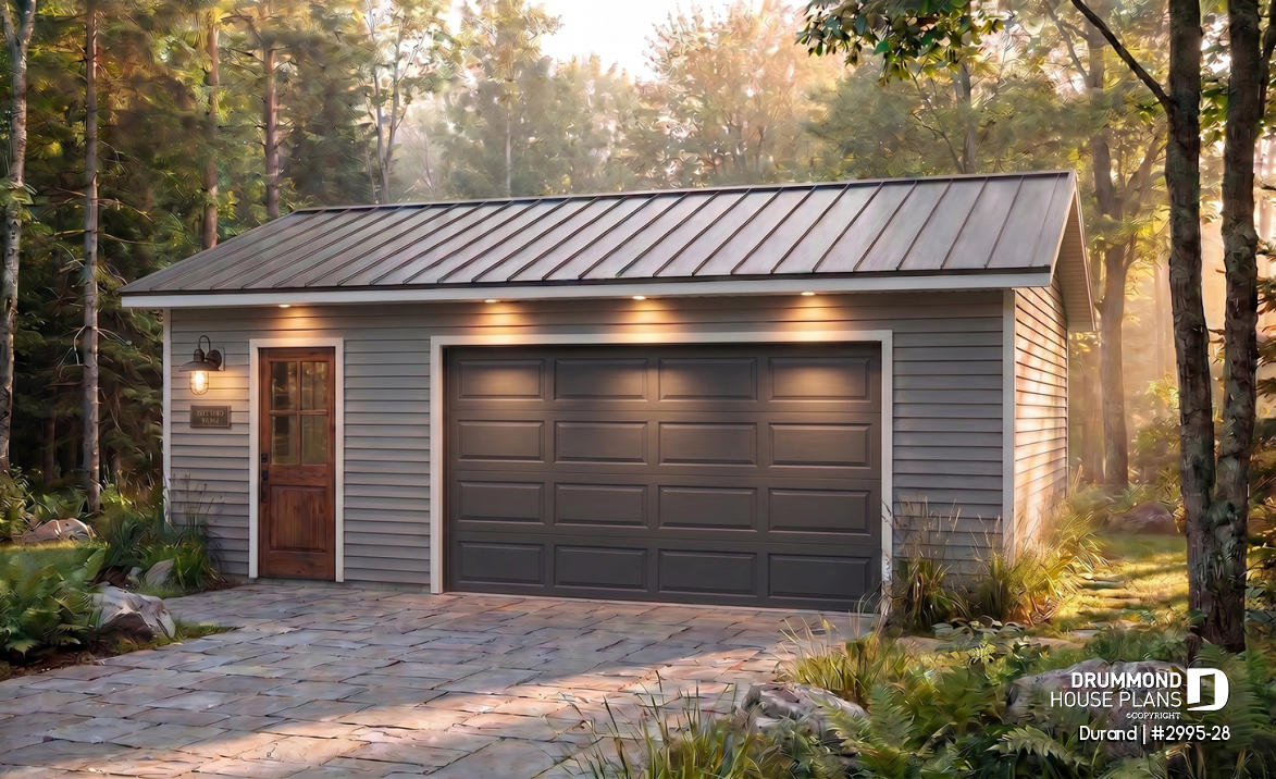 front - BASE MODEL - Country style 2-car garage - Durand