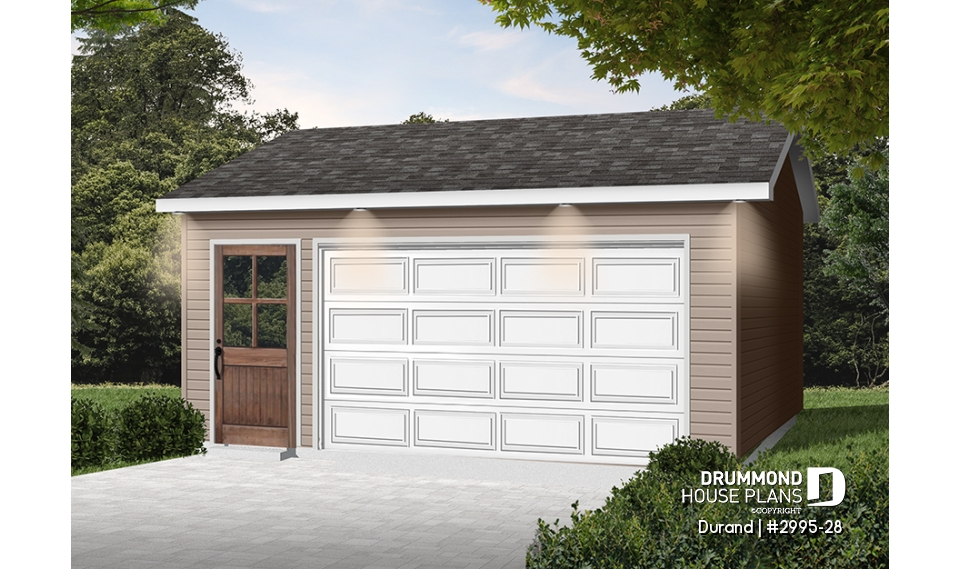 front - BASE MODEL - Country style 2-car garage - Durand