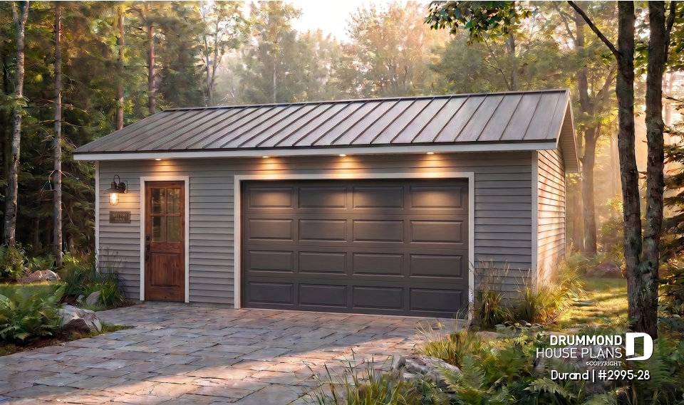 front - BASE MODEL - Country style 2-car garage - Durand