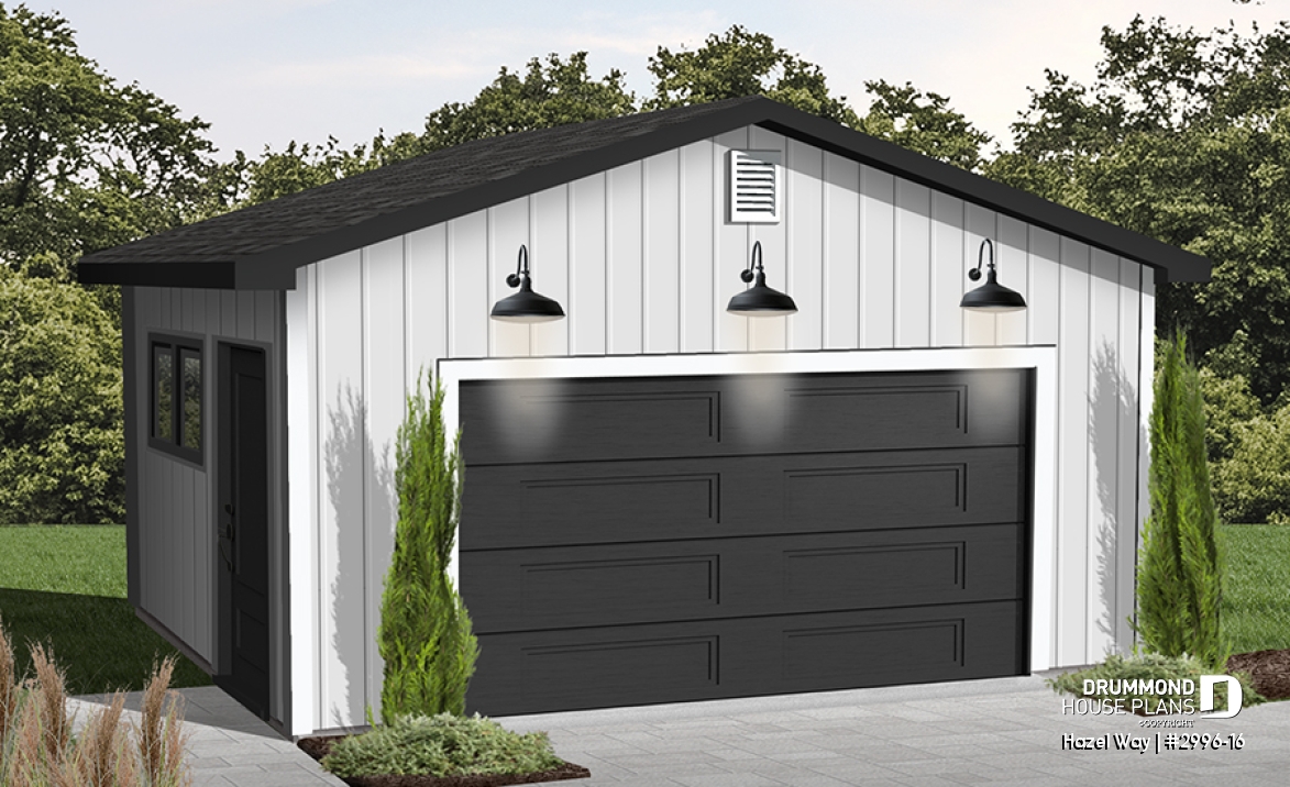 Color version 1 - Front - One-car garage plan, traditional style - Hazel Way