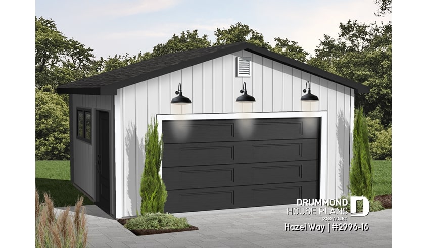 Color version 1 - Front - One-car garage plan, traditional style - Hazel Way