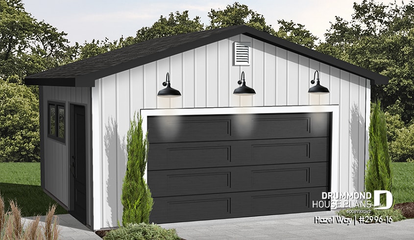 Color version 1 - Front - One-car garage plan, traditional style - Hazel Way