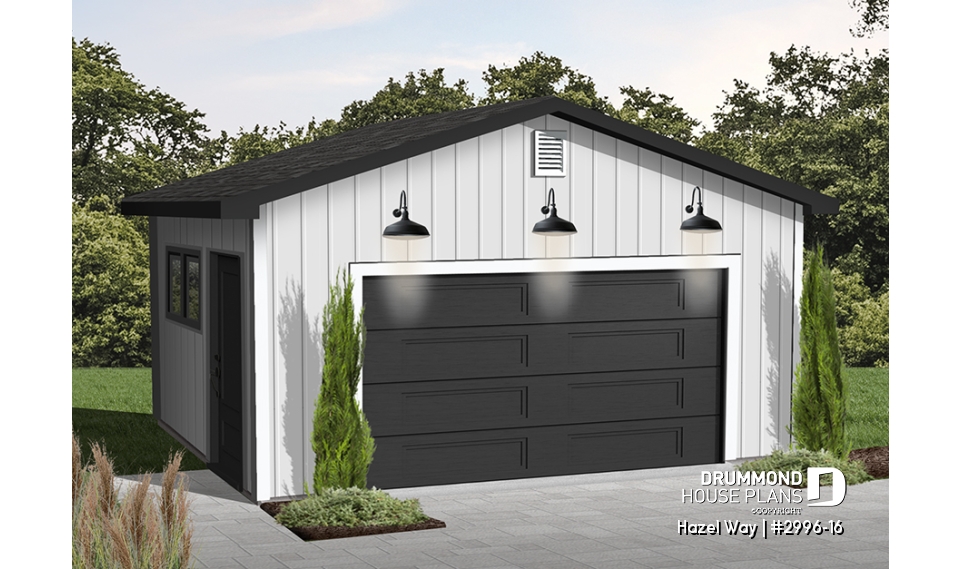 Color version 1 - Front - One-car garage plan, traditional style - Hazel Way