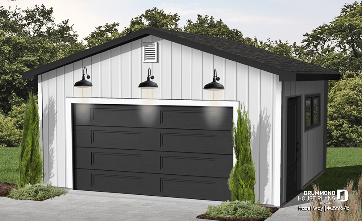 Color version 1 - Front - One-car garage plan, traditional style - Hazel Way