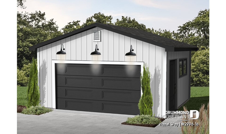 Color version 1 - Front - One-car garage plan, traditional style - Hazel Way