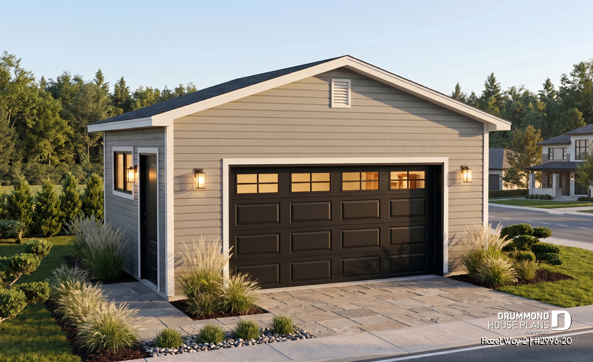 front - BASE MODEL - Single car garage plan, exit door on the side - Hazel Way 2