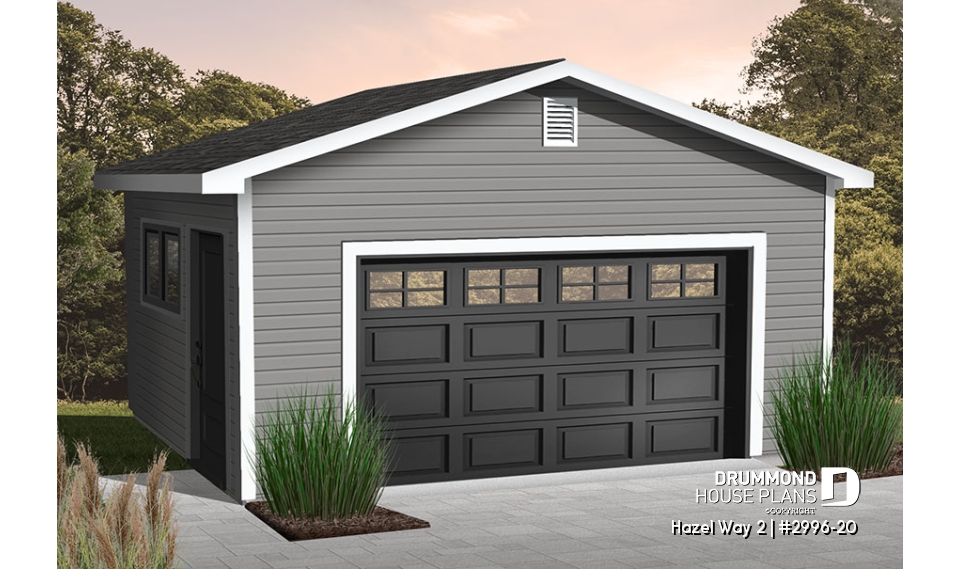 front - BASE MODEL - Single car garage plan, exit door on the side - Hazel Way 2