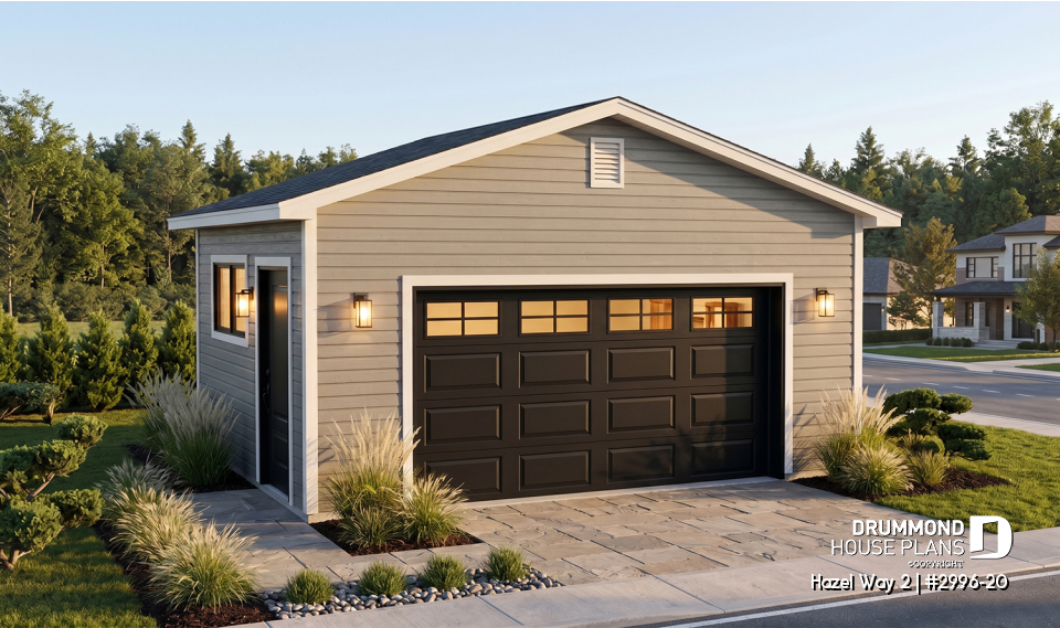 front - BASE MODEL - Single car garage plan, exit door on the side - Hazel Way 2