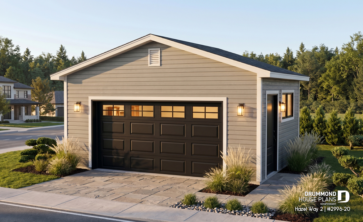 front - BASE MODEL - Single car garage plan, exit door on the side - Hazel Way 2