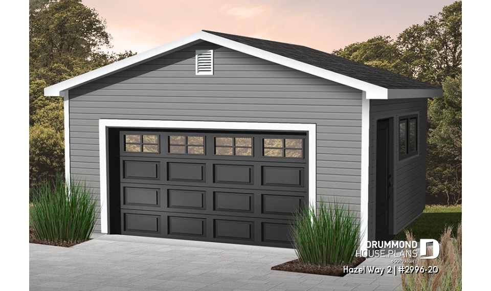 front - BASE MODEL - Single car garage plan, exit door on the side - Hazel Way 2