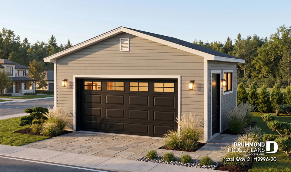 front - BASE MODEL - Single car garage plan, exit door on the side - Hazel Way 2