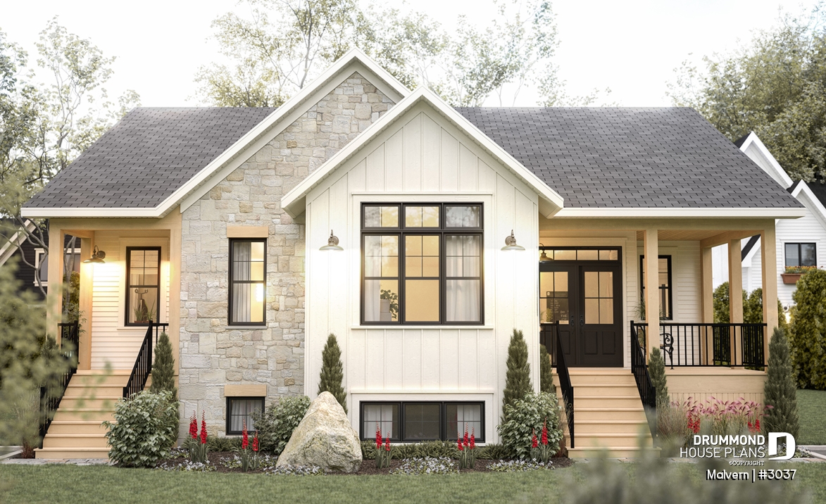 front - BASE MODEL - Intergenerational house plan with up to 5 bedrooms on main accommodation side! - Malvern