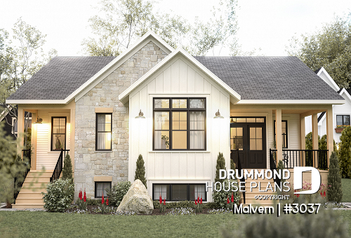 front - BASE MODEL - Intergenerational house plan or duplex home plan, one and two bedrooms, separate entrance - Malvern