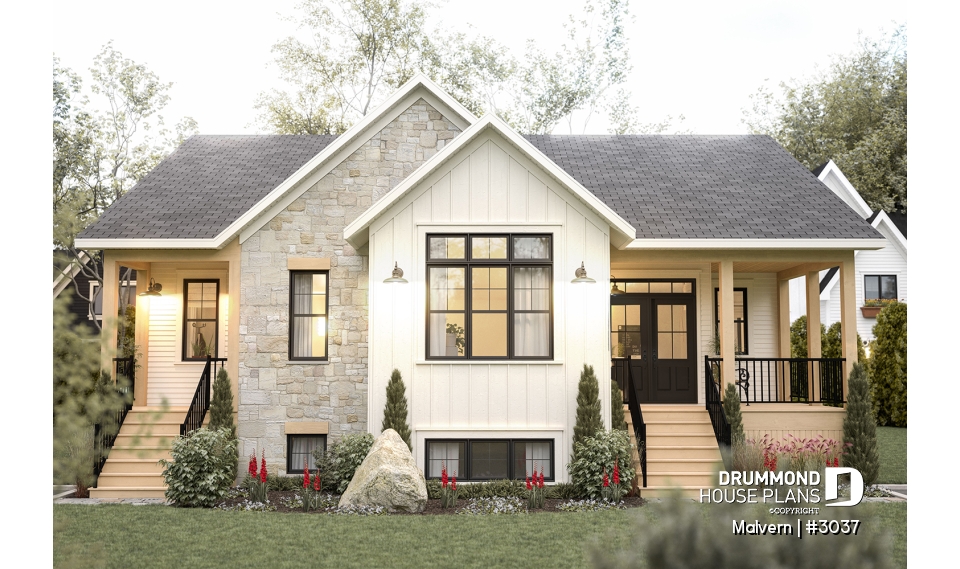 front - BASE MODEL - Intergenerational house plan with up to 5 bedrooms on main accommodation side! - Malvern