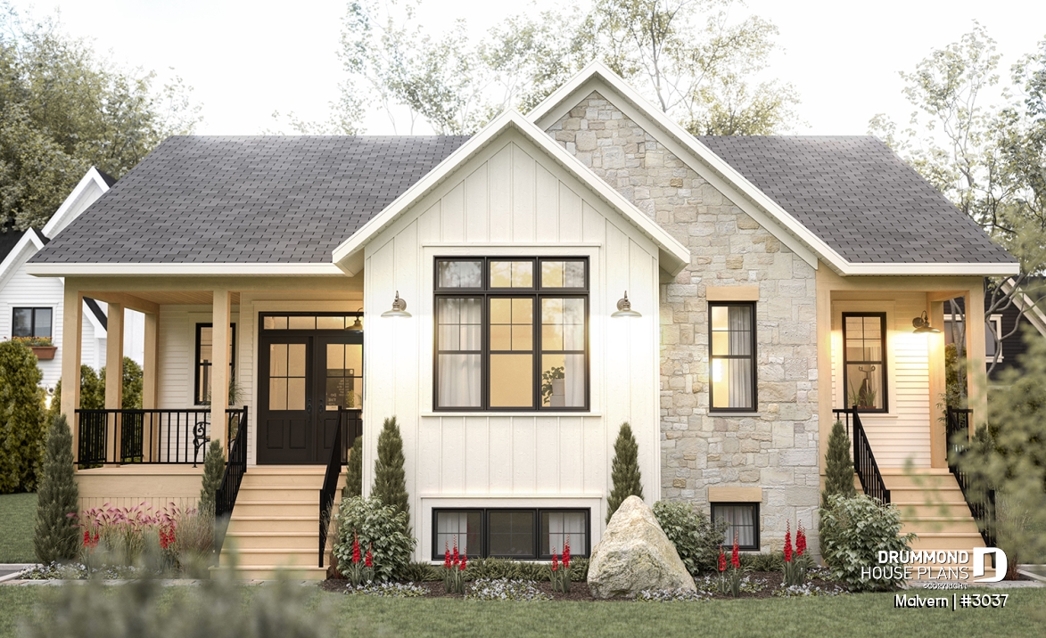 front - BASE MODEL - Intergenerational house plan with up to 5 bedrooms on main accommodation side! - Malvern