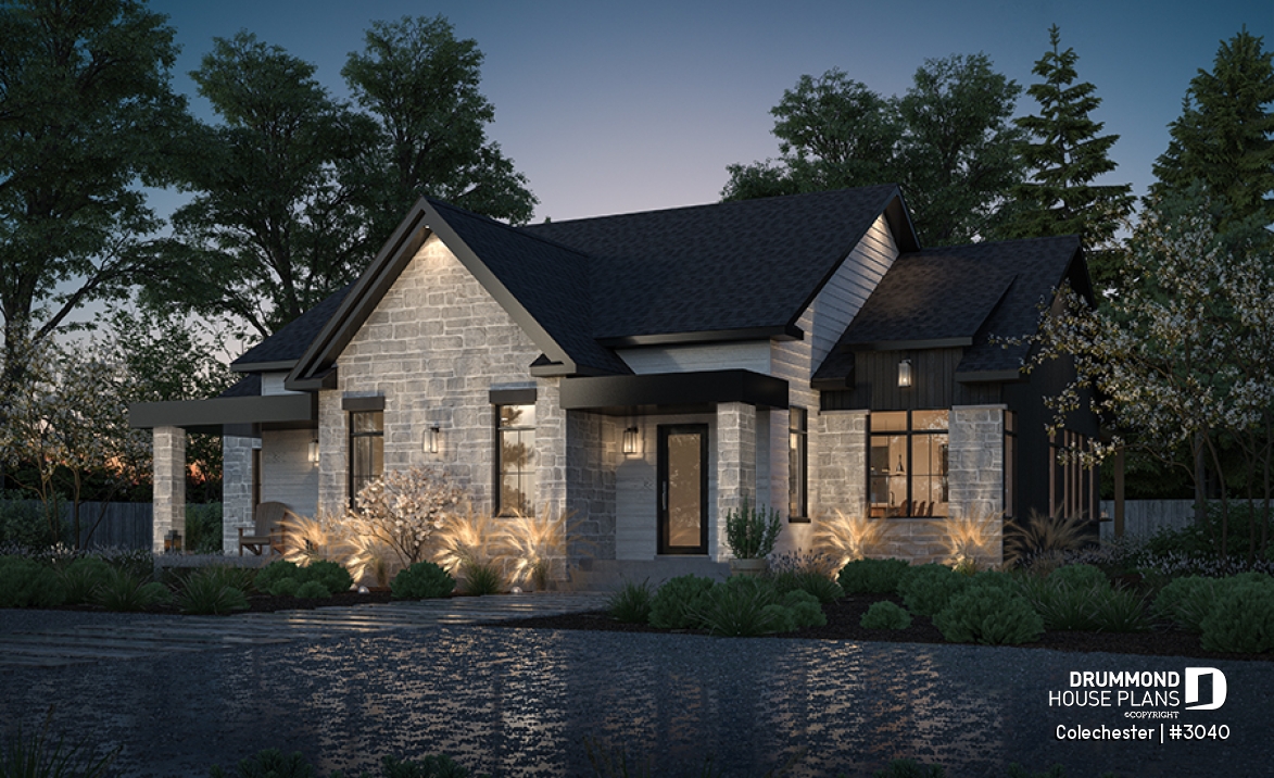 front - BASE MODEL - Intergenerational house plan, 1 &amp; 2 beds, separate entrances, many fondation optiions - Colechester