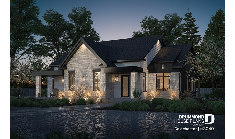 front - BASE MODEL - Intergenerational house plan, 1 &amp; 2 beds, separate entrances, many fondation optiions - Colechester