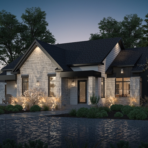 front - BASE MODEL - Intergenerational house plan, 1 & 2 beds, separate entrances, many fondation optiions - Colechester