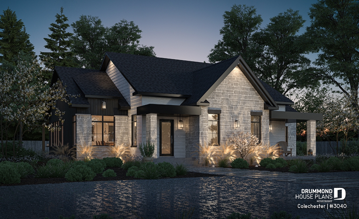 front - BASE MODEL - Intergenerational house plan, 1 &amp; 2 beds, separate entrances, many fondation optiions - Colechester