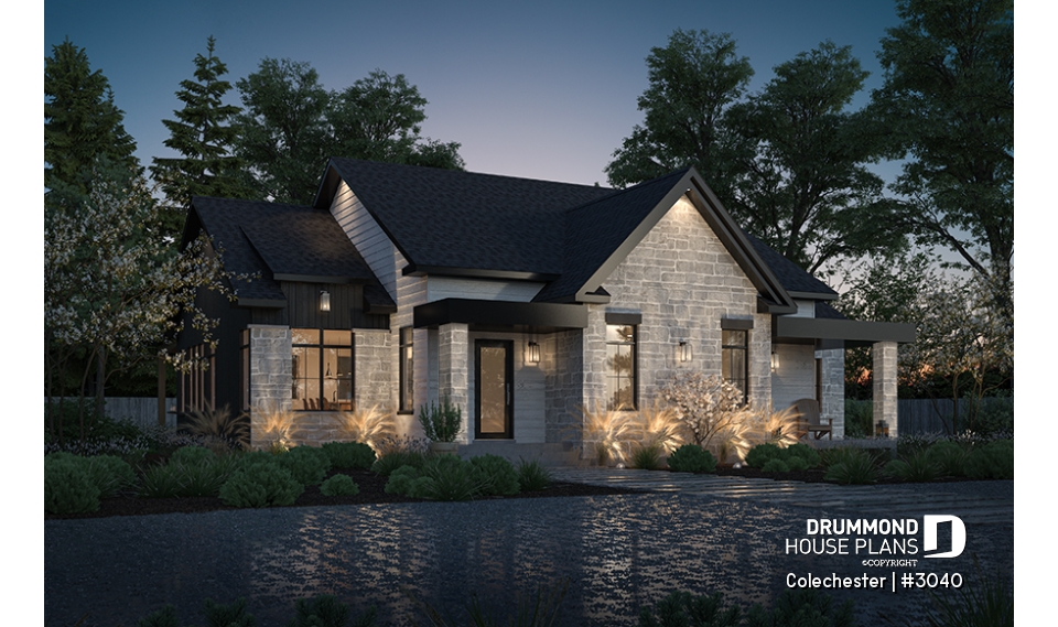 front - BASE MODEL - Intergenerational house plan, 1 &amp; 2 beds, separate entrances, many fondation optiions - Colechester