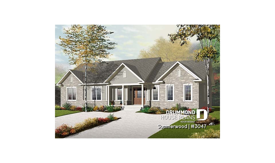 front - BASE MODEL - Country style intergenerational house plan with 2 large units, shared entrance, beautiful layout - Summerwood
