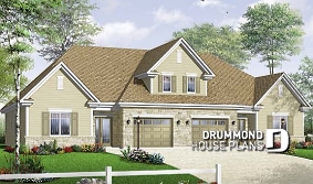 front - BASE MODEL - Duplex plan with 3 bedrooms and master suite on each unit + garage - 