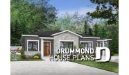 front - BASE MODEL - Duplex plan with large master suite, open floor plan kitchen, dining and living room, guest bedroom with bath - Ferguson